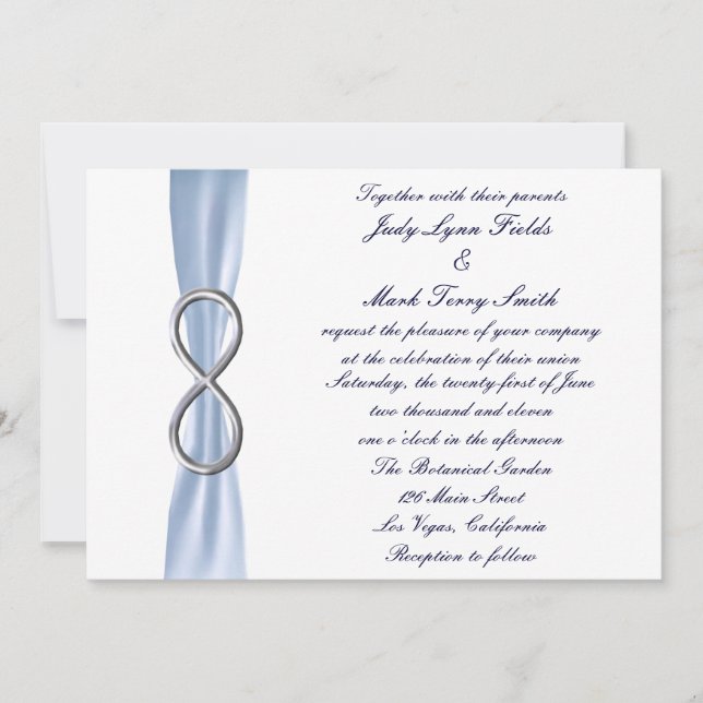 Invitación a la boda infinita de plata azul