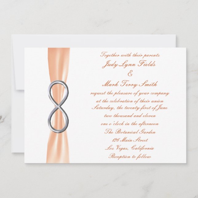 Invitación a la boda infinita naranja Silver (Anverso)
