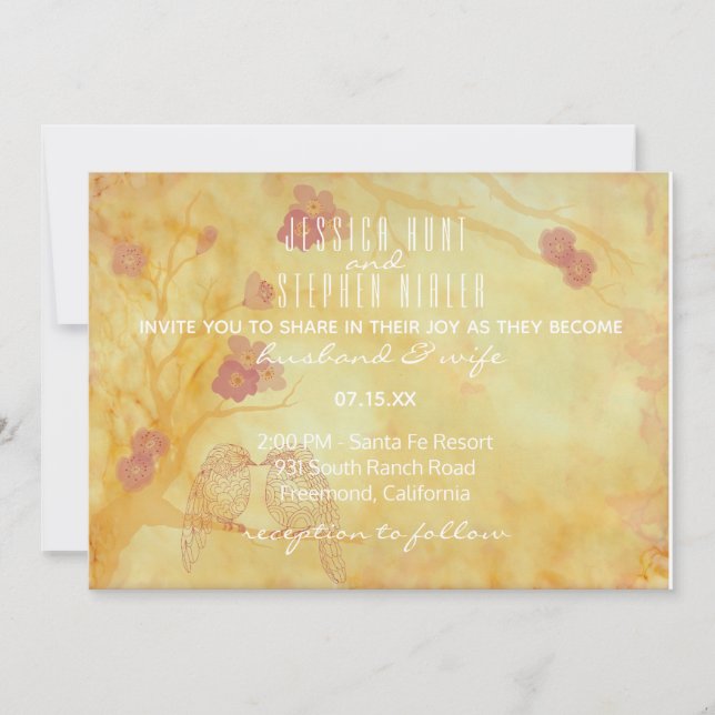 Invitación a la boda Influencia asiática Golds ama (Anverso)