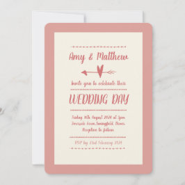 Invitación a la boda informal Crema y rosa agudo
