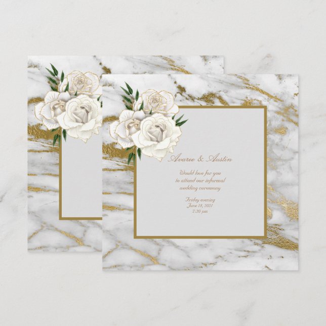 Invitación a la boda informal de Rosas satinados b (Anverso / Reverso)