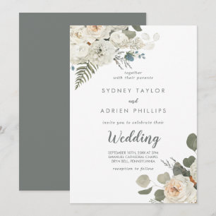 Invitación a la boda informal floral de invierno