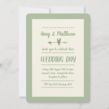 Invitación a la boda informal Sage Green y Cream