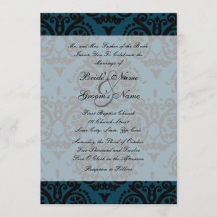Invitación a la boda inglesa en negro y azul