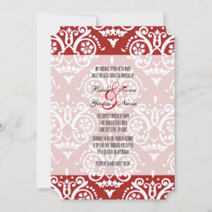 Invitación a la boda inglesa roja y blanca