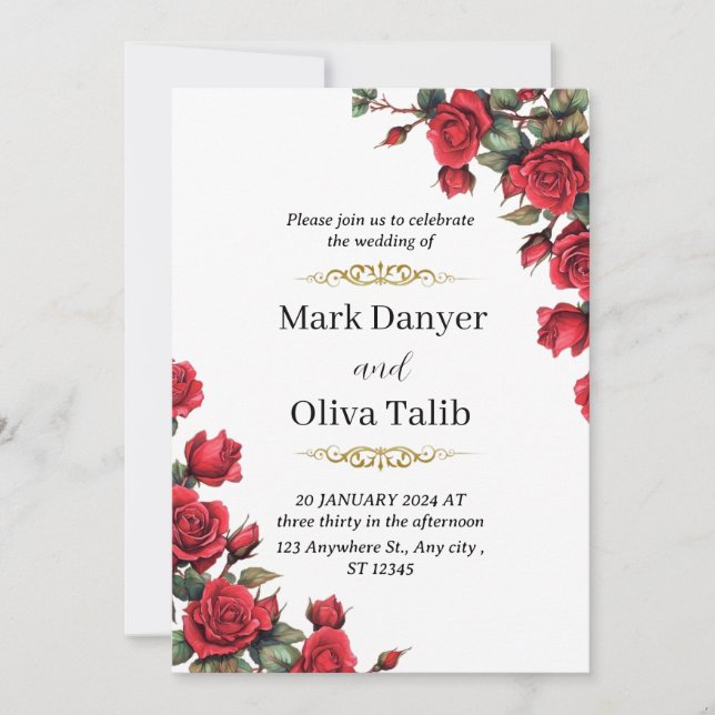 Invitación a la boda inmadura | Boda elegante (Anverso)