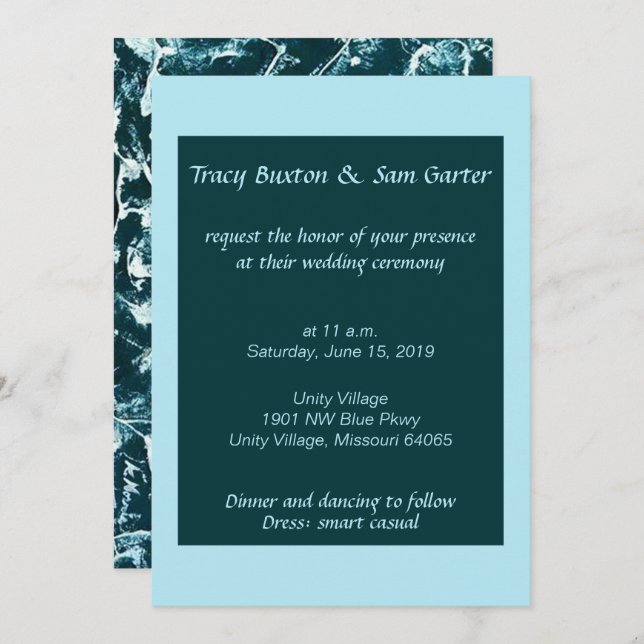 Invitación a la boda inspirada en el océano (Anverso / Reverso)