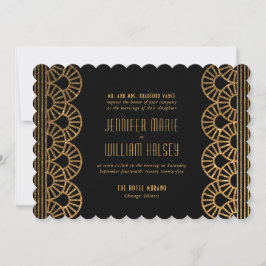 Invitación a la boda inspirada en el oro Art Deco