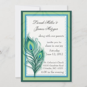 Invitación a la boda inspirada en el pavo real