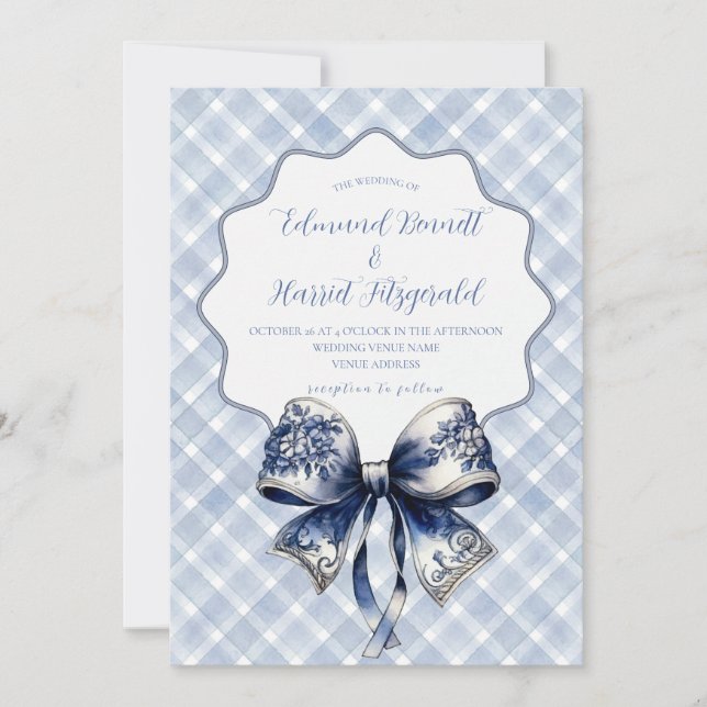 Invitación a la boda inspirada en la croqueta azul (Anverso)