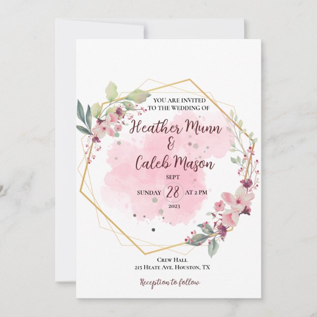 Invitación a la boda inspirada en la floración (Anverso)