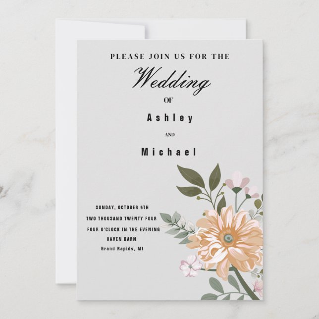 Invitación a la boda inspirada en las acuarelas (Anverso)