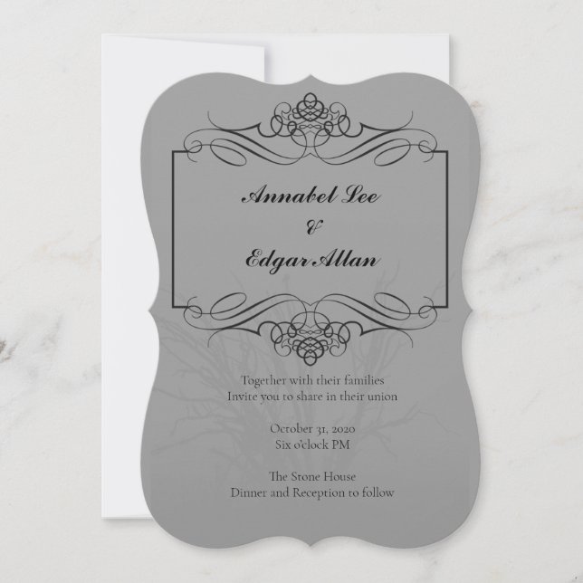 Invitación a la boda inspirada por el poe (Anverso)