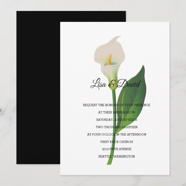 Invitación a la boda-invitación a Cala Lily (Anverso / Reverso)