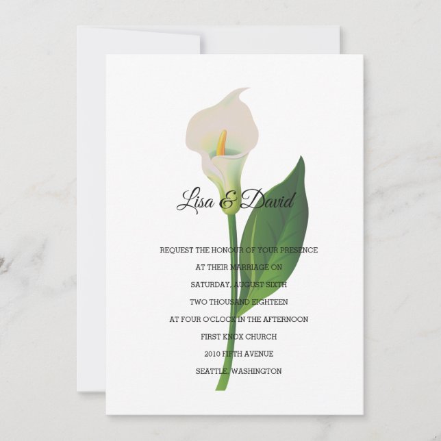 Invitación a la boda-invitación a Cala Lily (Anverso)