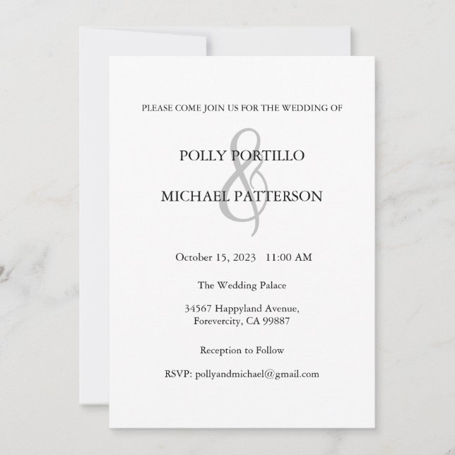 Invitación a la boda, invitación a la boda clásica (Anverso)