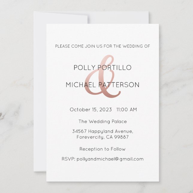 Invitación a la boda, invitación a la boda clásica (Anverso)