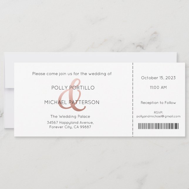 Invitación a la boda, invitación a la boda clásica (Anverso)