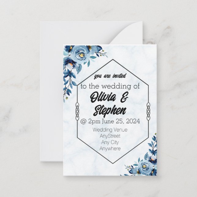 Invitación a la boda - Invitación a rosas azules (Anverso)