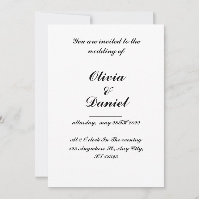 invitación a la boda, invitación clásica a la boda (Anverso)