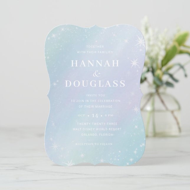 Invitación a la boda irlandés Pastel Galaxy (Anverso de pie)