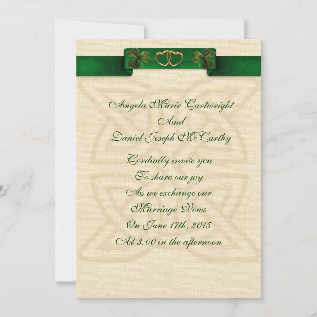 Invitación a la boda irlandesa (Anverso)