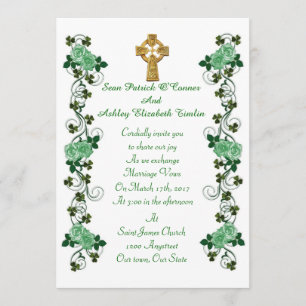 Invitación a la boda irlandesa Cruz celta