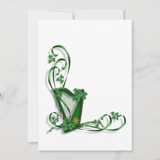 Invitación a la boda irlandesa Harp shamrock and r (Anverso)