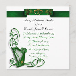 Invitación a la boda irlandesa Harp shamrock and r
