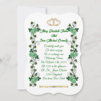 Invitación a la boda irlandesa, shamrock y rosas v
