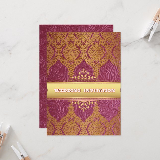 Invitación a la boda islámica con flores de textur (Anverso/Reverso In Situ)