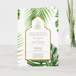 Invitación a la boda islámica de hoja tropical Lea