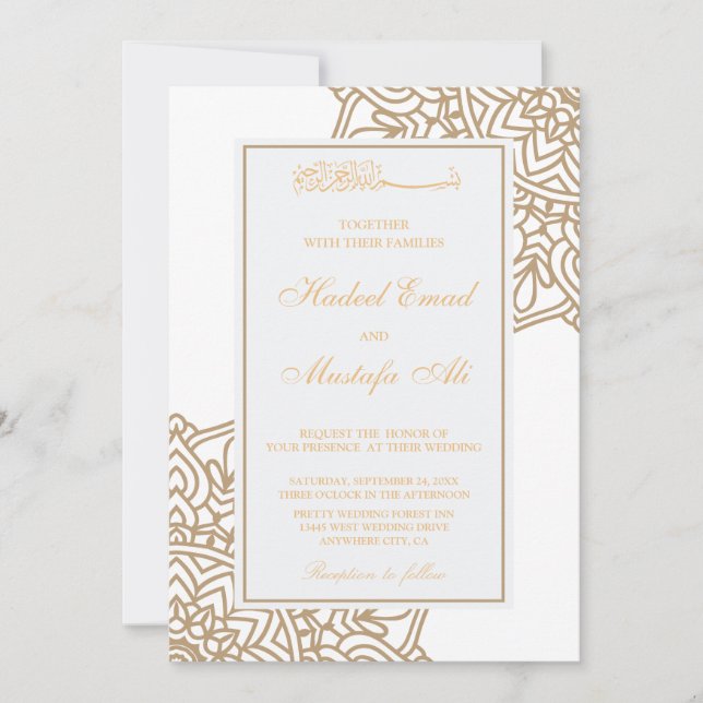 Invitación a la boda islámica de oro (Anverso)