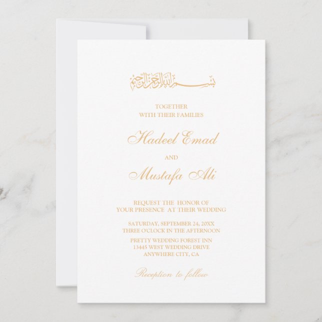 Invitación a la boda islámica de oro (Anverso)