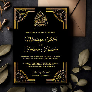 Invitación a la boda islámica de oro negro