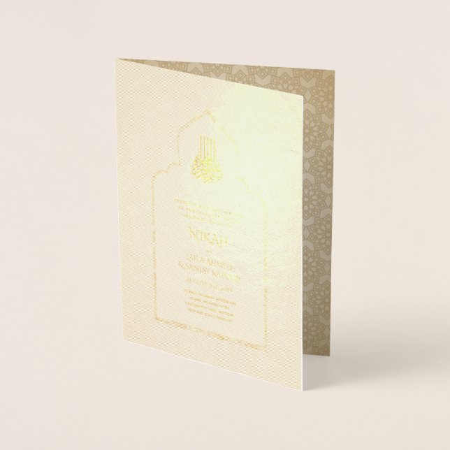 Invitación a la boda islámica de Relieve metalizad (Anverso)
