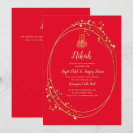 Invitación a la boda islámica del motivo de oro ro