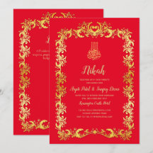Invitación a la boda islámica del motivo de oro ro