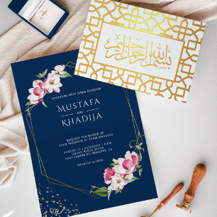 Invitación a la boda islámica floral geométrica az