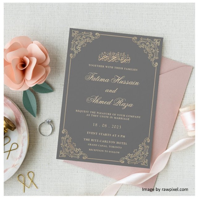 Invitación a la boda islámica islámica del carbón  (Subido por el creador)