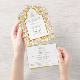 Invitación a la boda islámica LeahG Gold Paisley