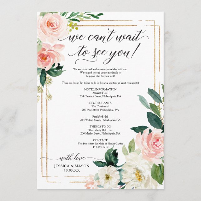 Invitación a la boda itineraria de Boda floral de  (Anverso)