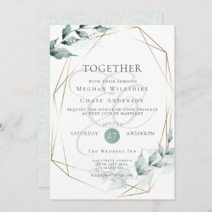 Invitación a la boda   Jade verde gris botánico