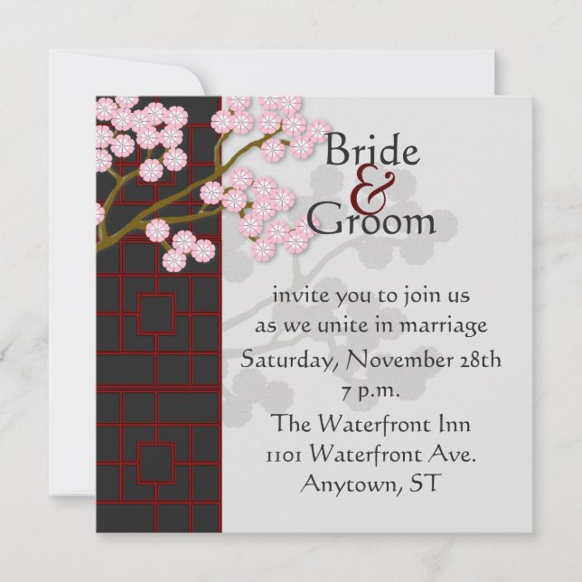 Invitación a la boda japonesa de la pantalla y el  (Anverso)