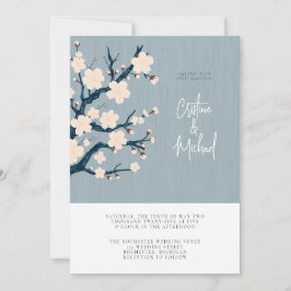 Invitación a la boda japonesa en un árbol de cerez