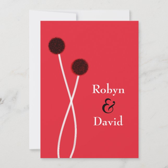 Invitación a la boda japonesa sumi-e roja y negra (Anverso)