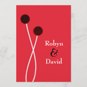 Invitación a la boda japonesa sumi-e roja y negra