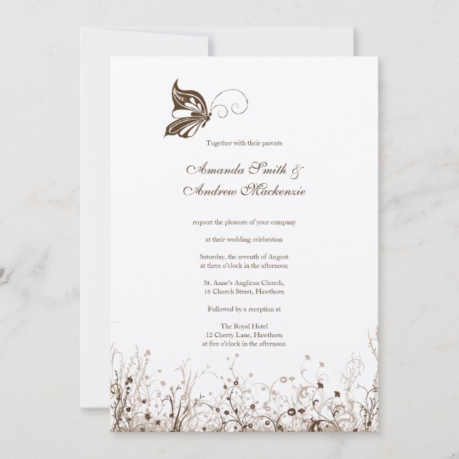 Invitación a la boda ~ Jardín de mariposas 5 (Anverso)
