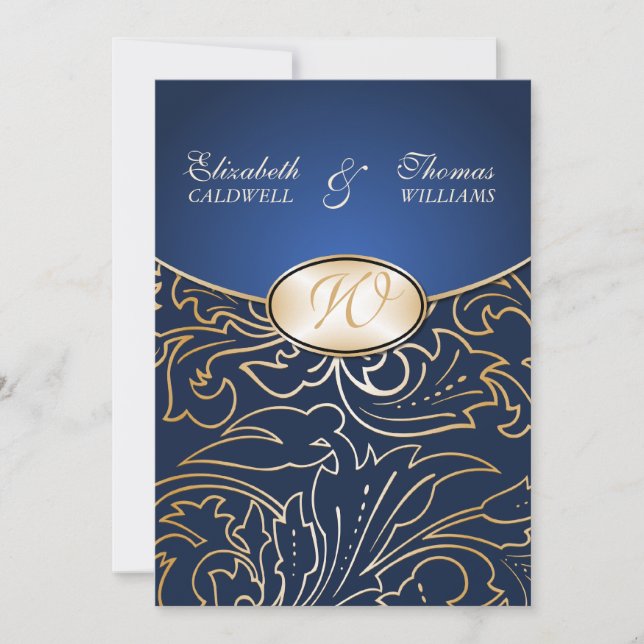 Invitación a la boda jazmene de oro - índigo (Anverso)