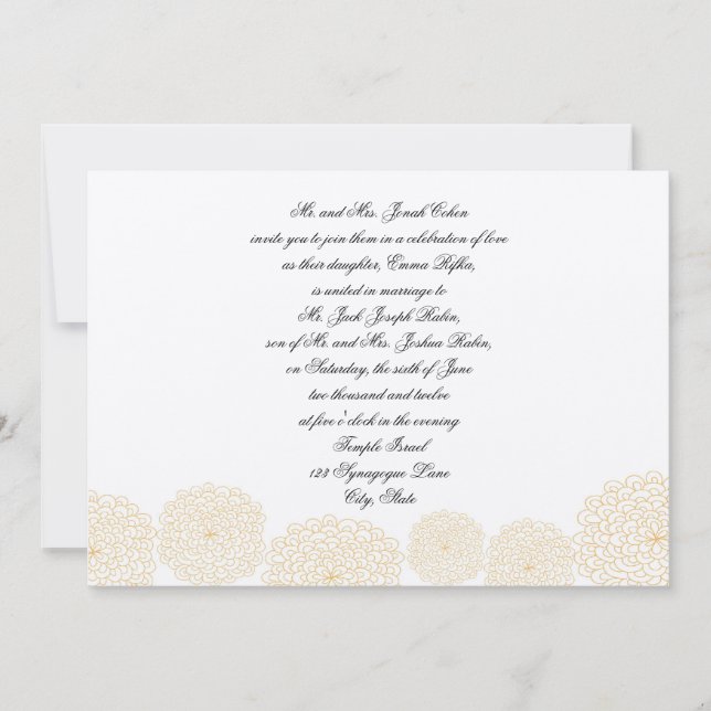 Invitación a la boda judía con crema de rosettes (Anverso)